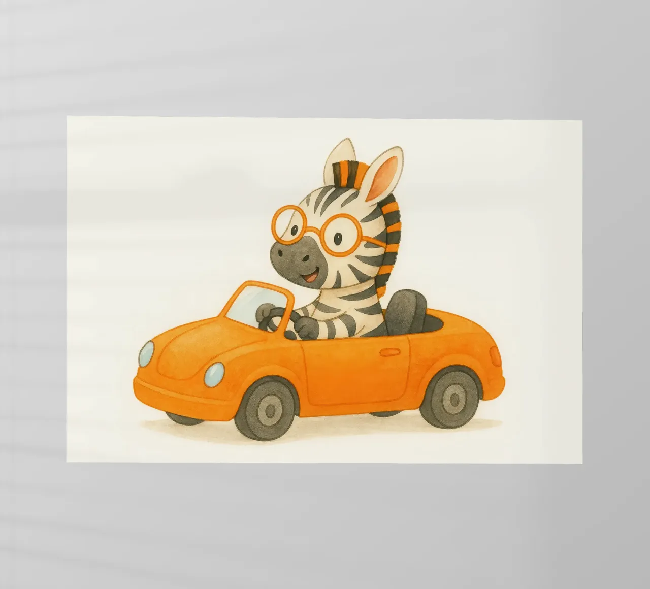 Una zebra in una cabriolet arancione pellicola backlit da earl BM