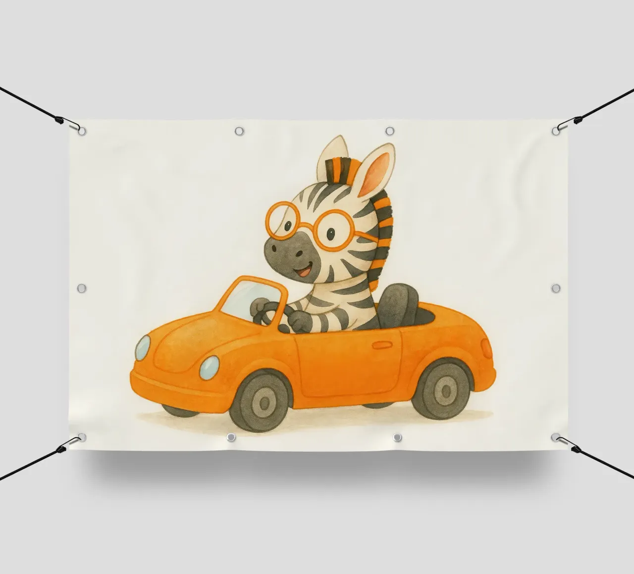 Una zebra in una cabriolet arancione telo in pvc da earl BM