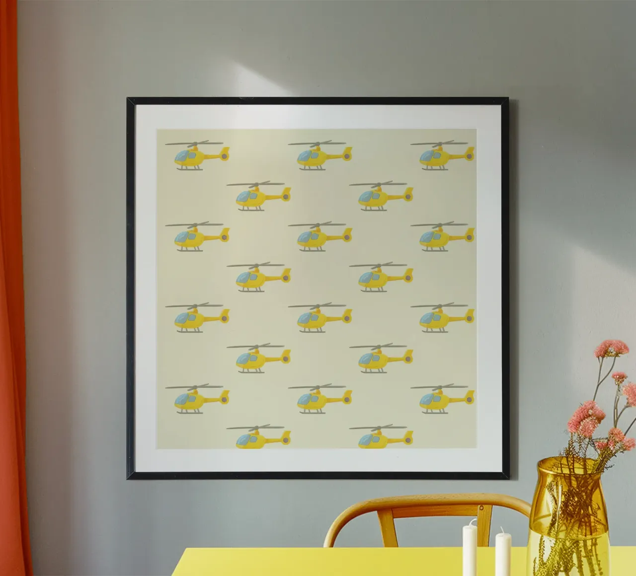 Yellow Helicopter Pattern poster by earl BM