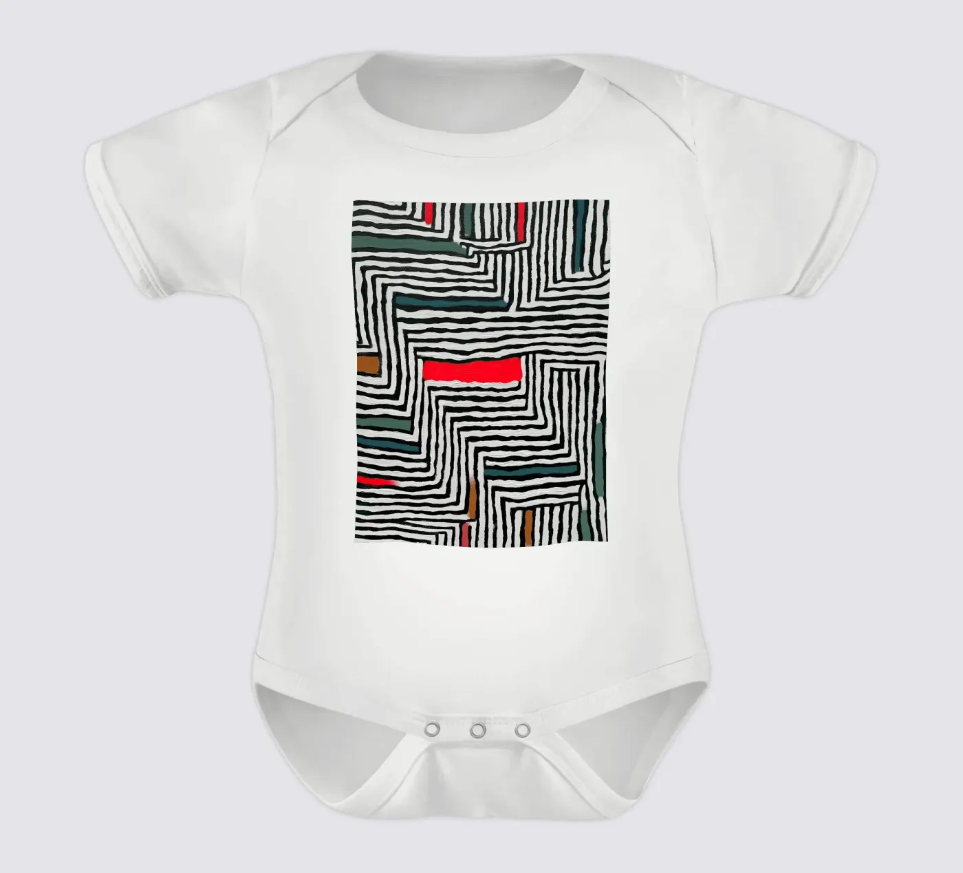 Kreis & Blatt-Muster Kurzarm Babybody von Sienna Atelier