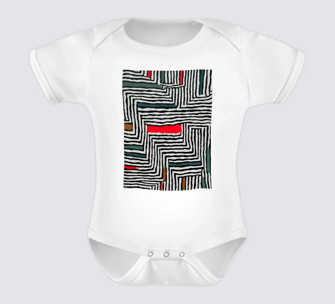 Kreis & Blatt-Muster Kurzarm Babybody von Sienna Atelier