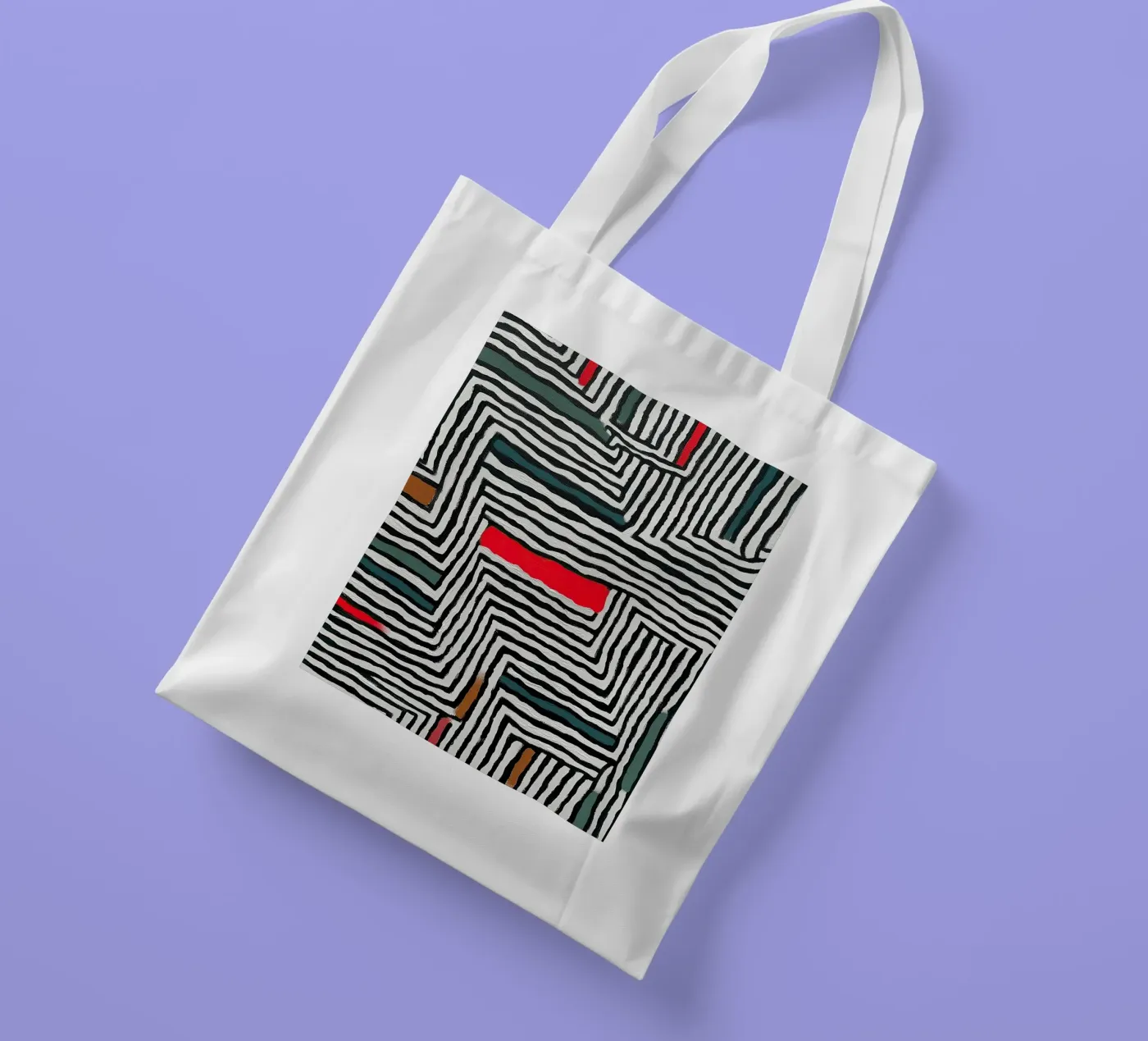 Motivo a cerchi e foglie borsa in juta da Sienna Atelier