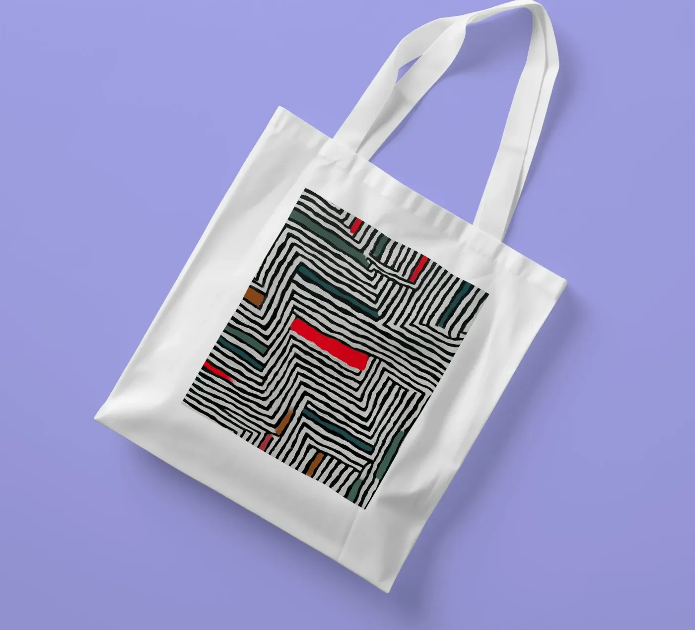 Motivo a cerchi e foglie borsa in juta da Sienna Atelier