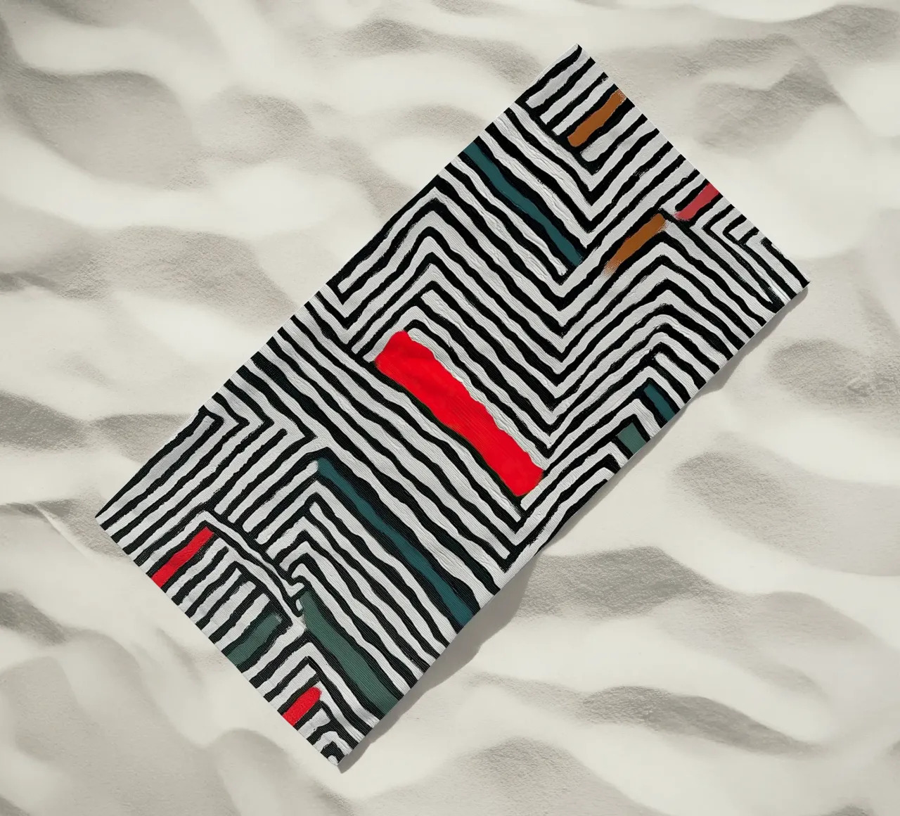 Motivo a cerchi e foglie telo mare da Sienna Atelier