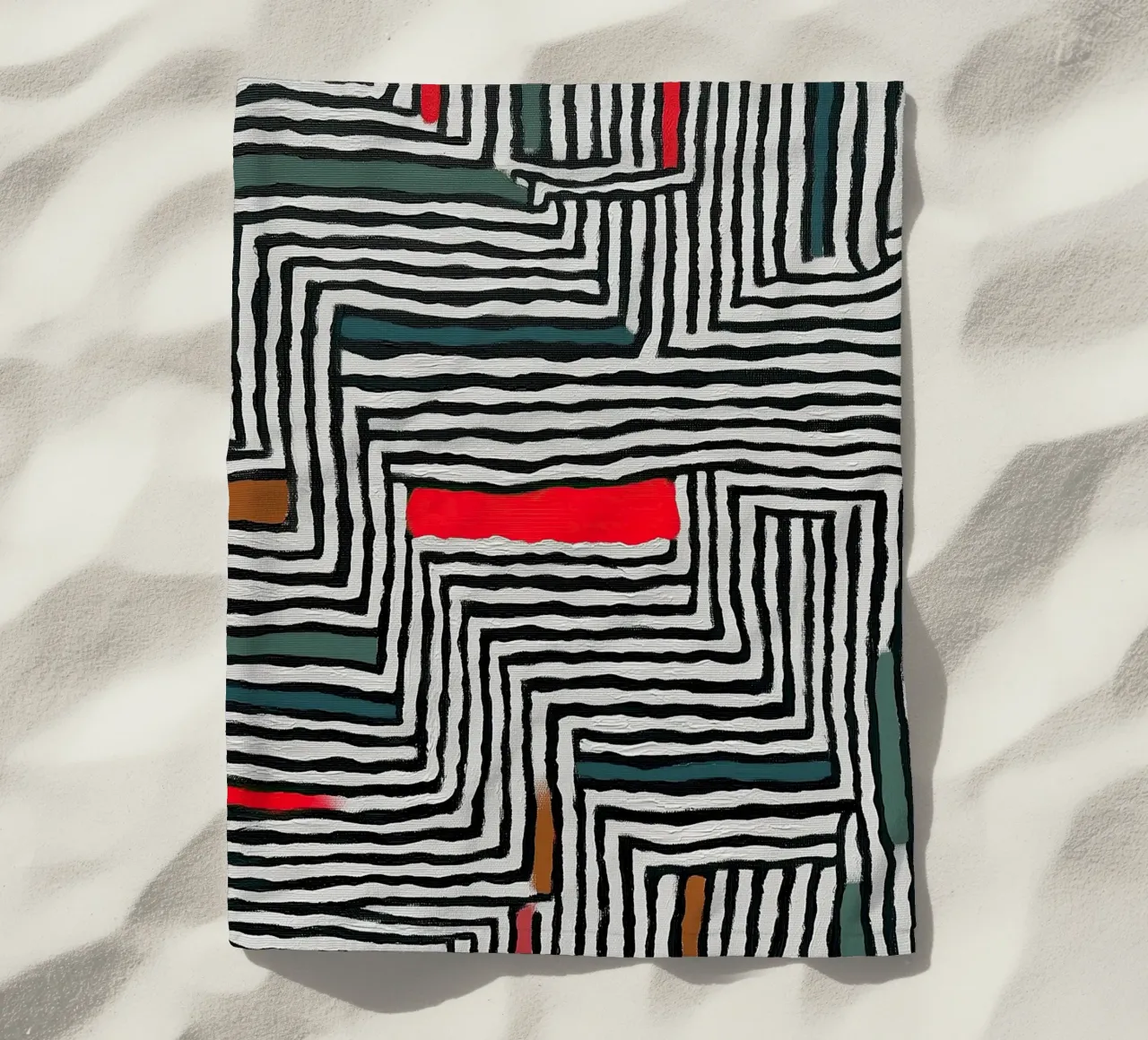 Motivo a cerchi e foglie telo mare da Sienna Atelier