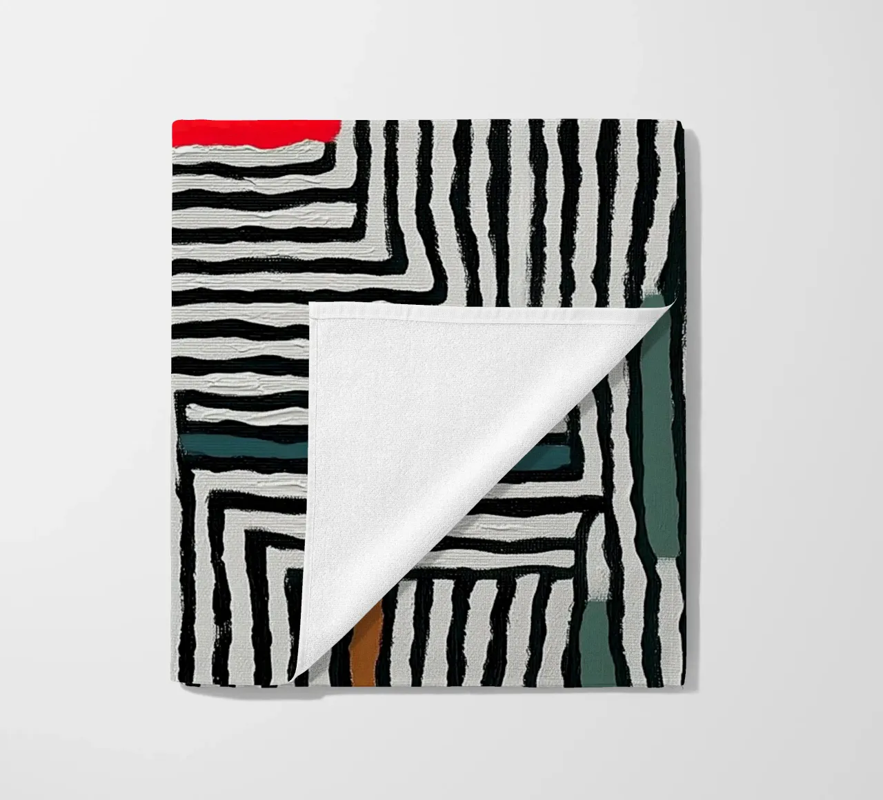 Motivo a cerchi e foglie telo mare da Sienna Atelier