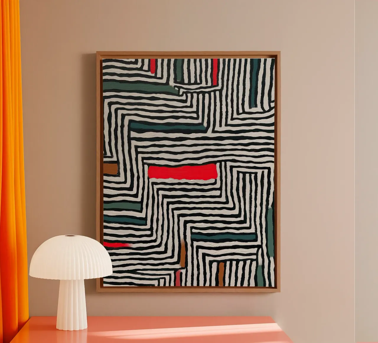 Circle & Leaf Pattern canvas by Sienna Atelier