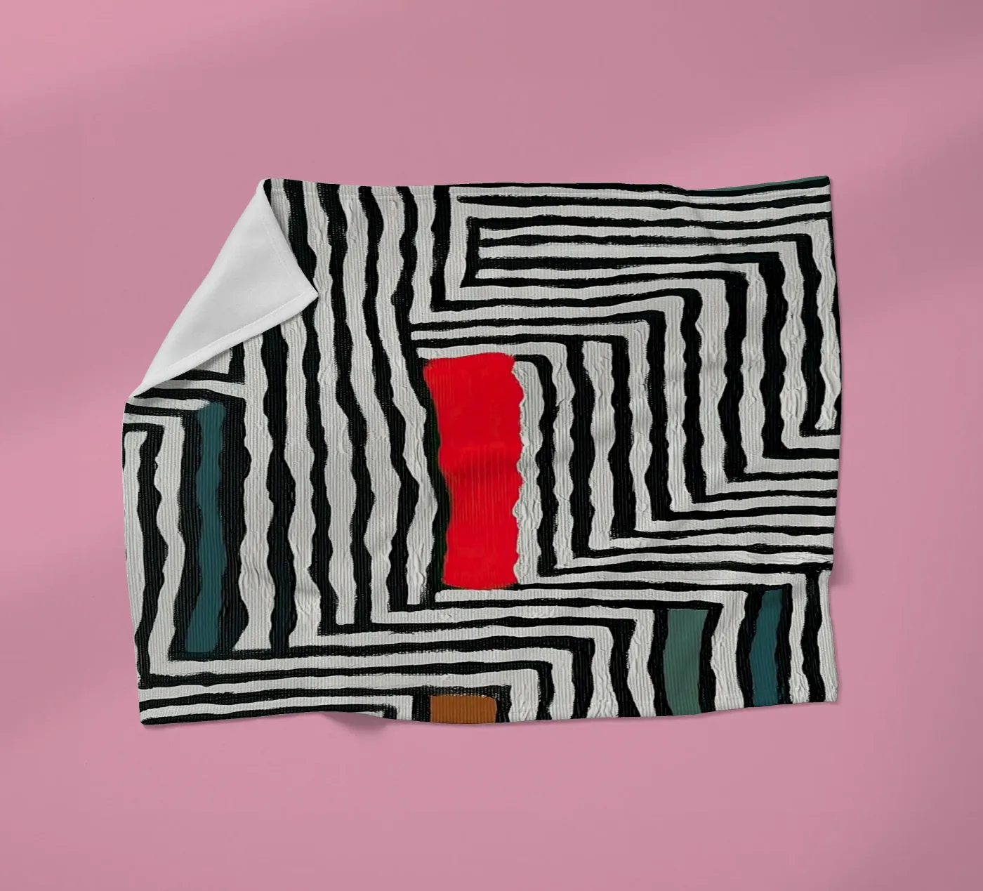 Circle & Leaf Pattern fleece blanket by Sienna Atelier