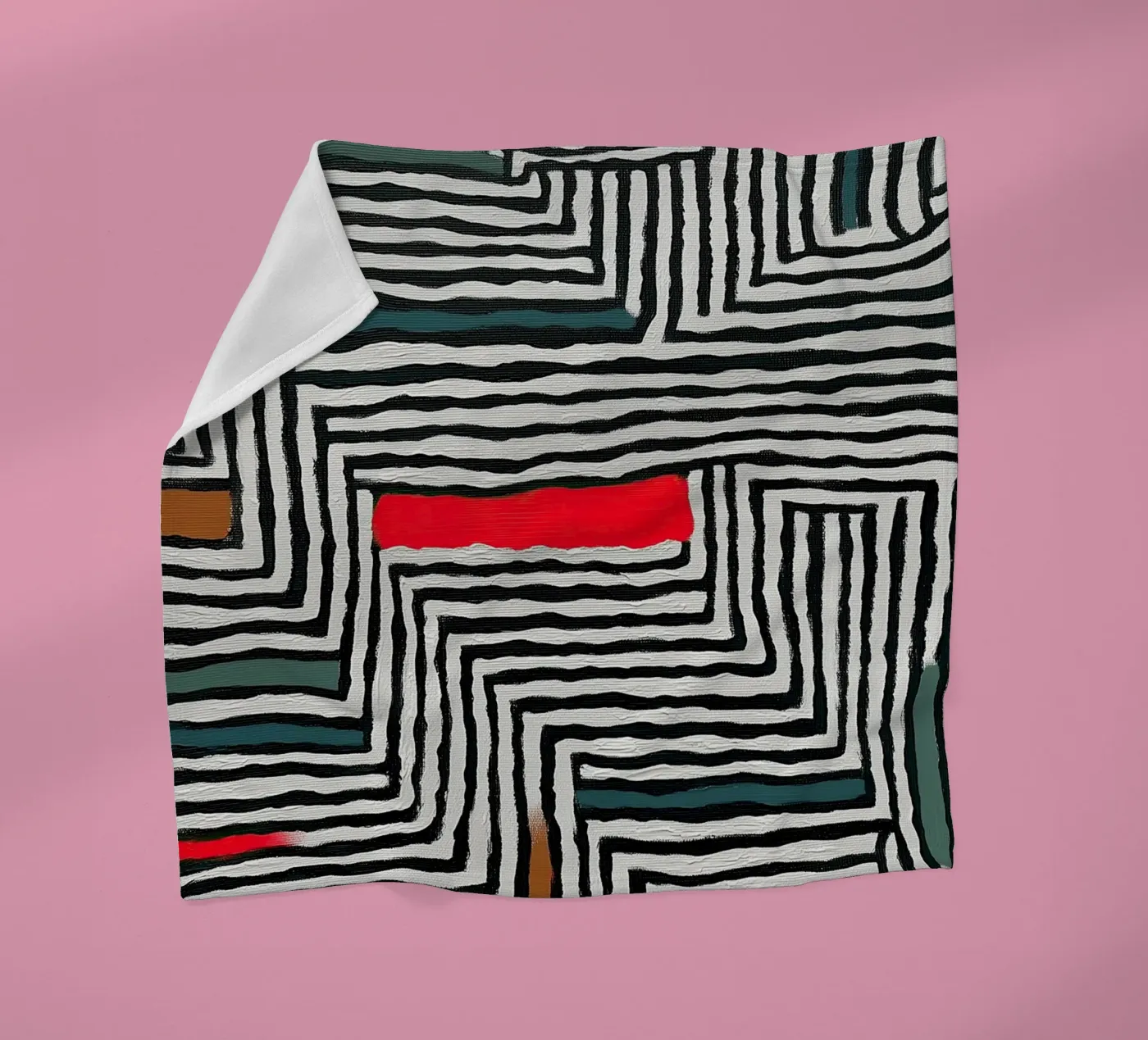 Circle & Leaf Pattern fleece blanket by Sienna Atelier