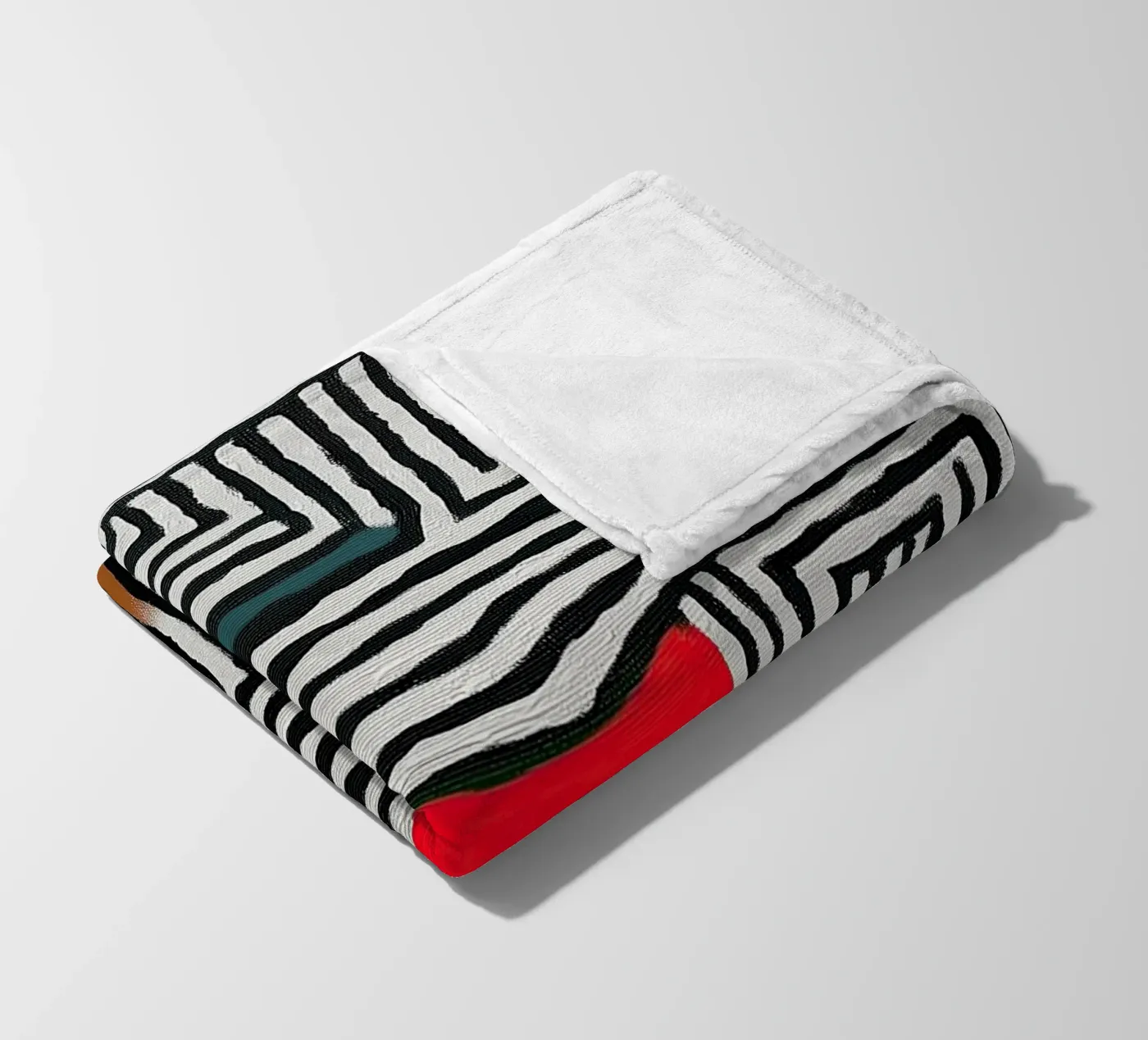 Circle & Leaf Pattern fleece blanket by Sienna Atelier