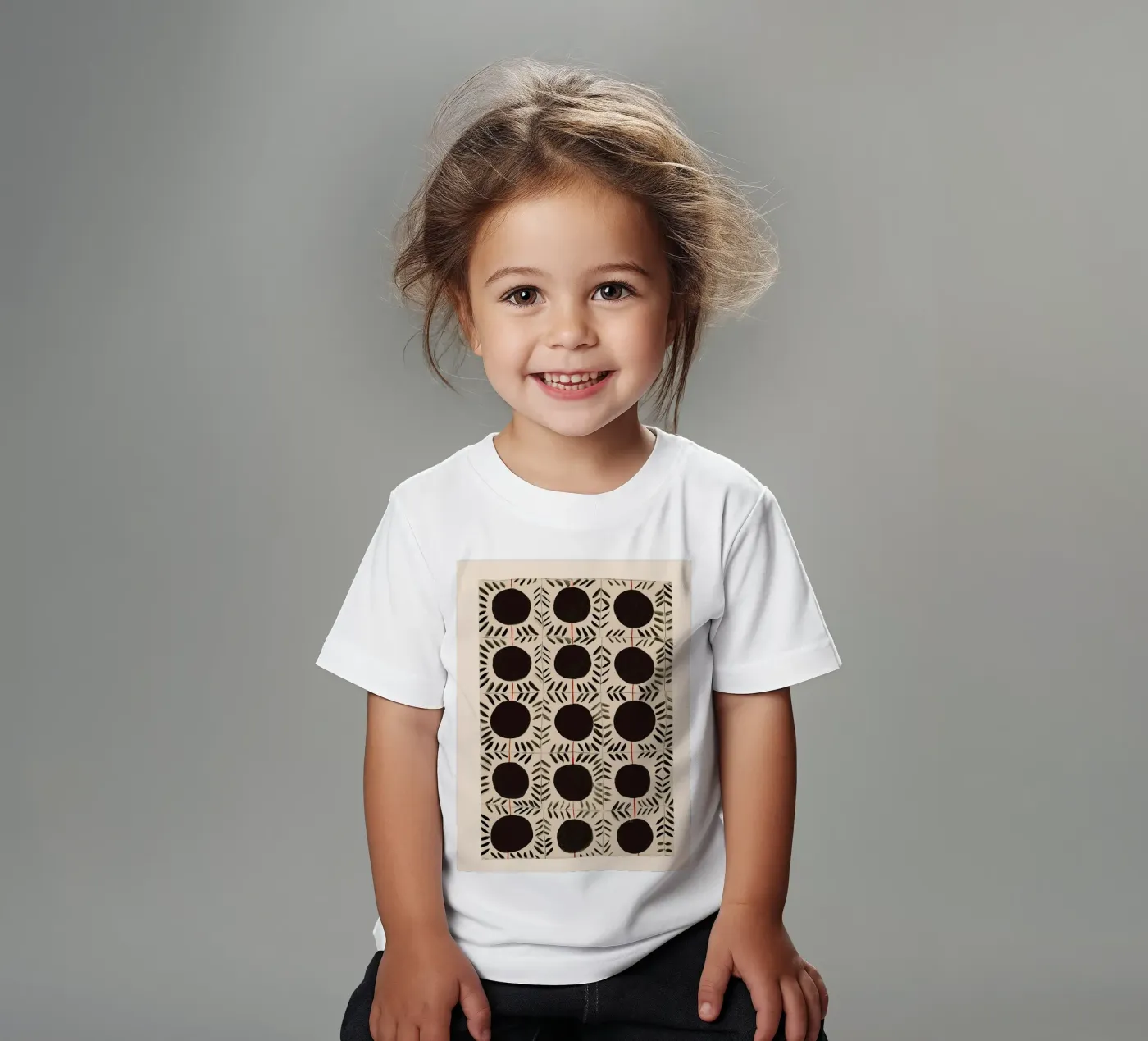Kreis & Blatt-Muster Kinder T-Shirt von Sienna Atelier