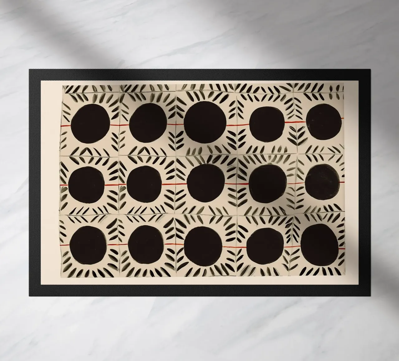 Circle & Leaf Pattern doormat by Sienna Atelier