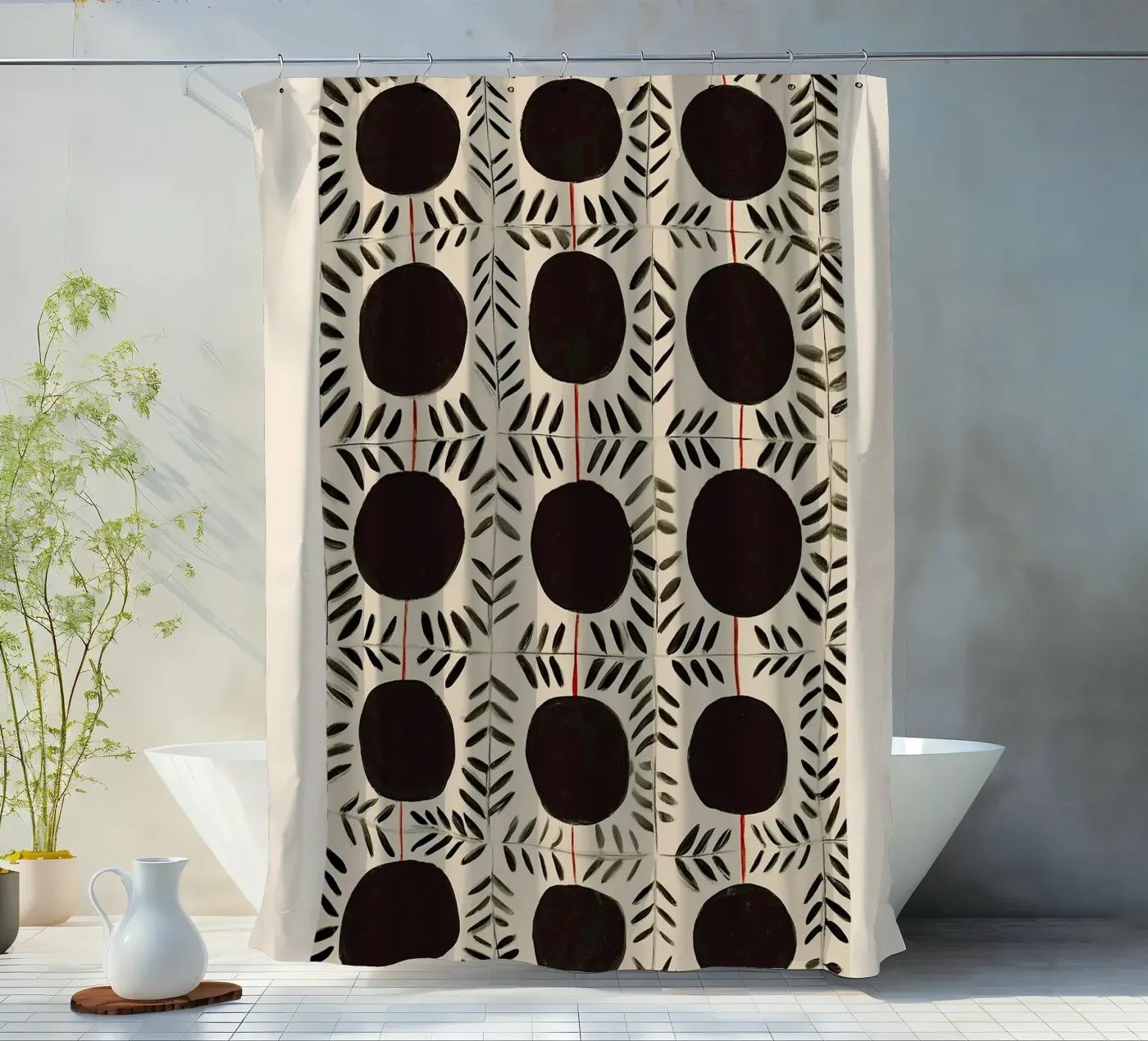 Kreis & Blatt-Muster Duschvorhang von Sienna Atelier