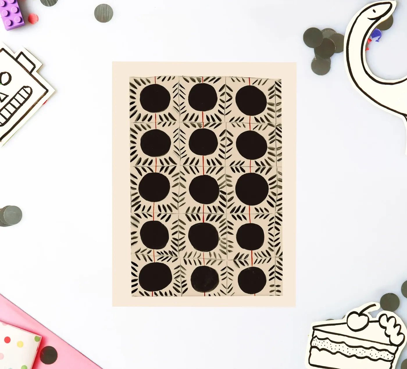 Circle & Leaf Pattern adesivo da Sienna Atelier
