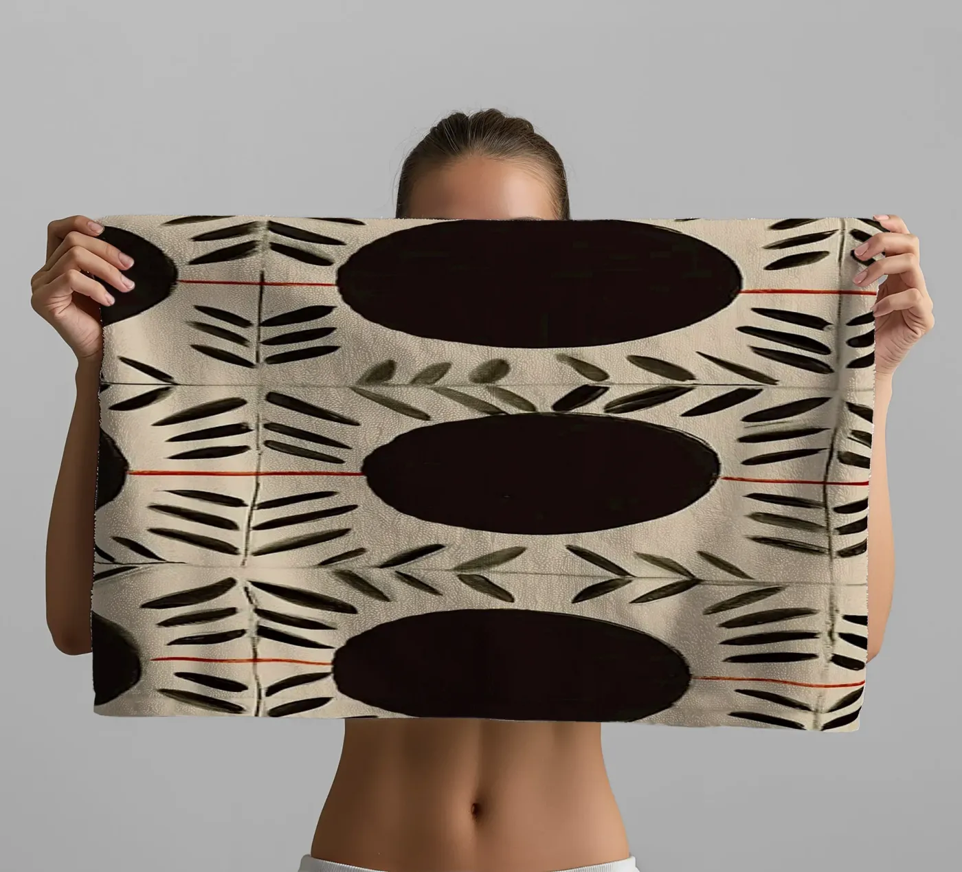 Circle & Leaf Pattern Handtuch von Sienna Atelier