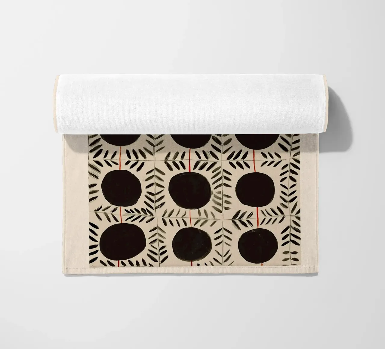 Motivo a cerchi e foglie telo mare da Sienna Atelier