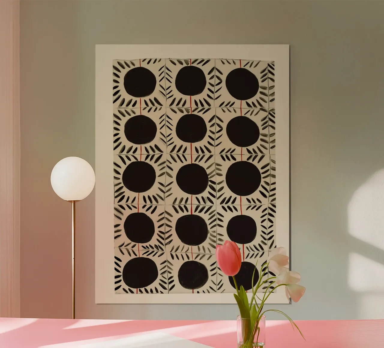 Cirkel & bladpatroon poster van Sienna Atelier