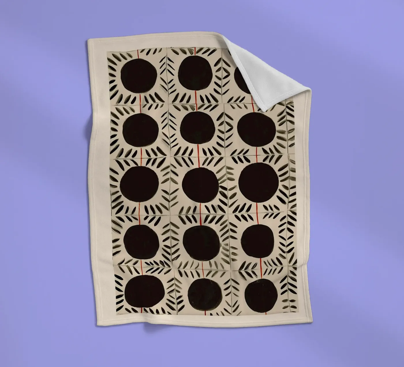 Circle & Leaf Pattern coperta in pile da Sienna Atelier