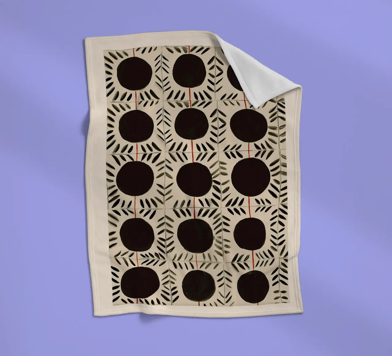 Circle & Leaf Pattern Fleecedecke von Sienna Atelier