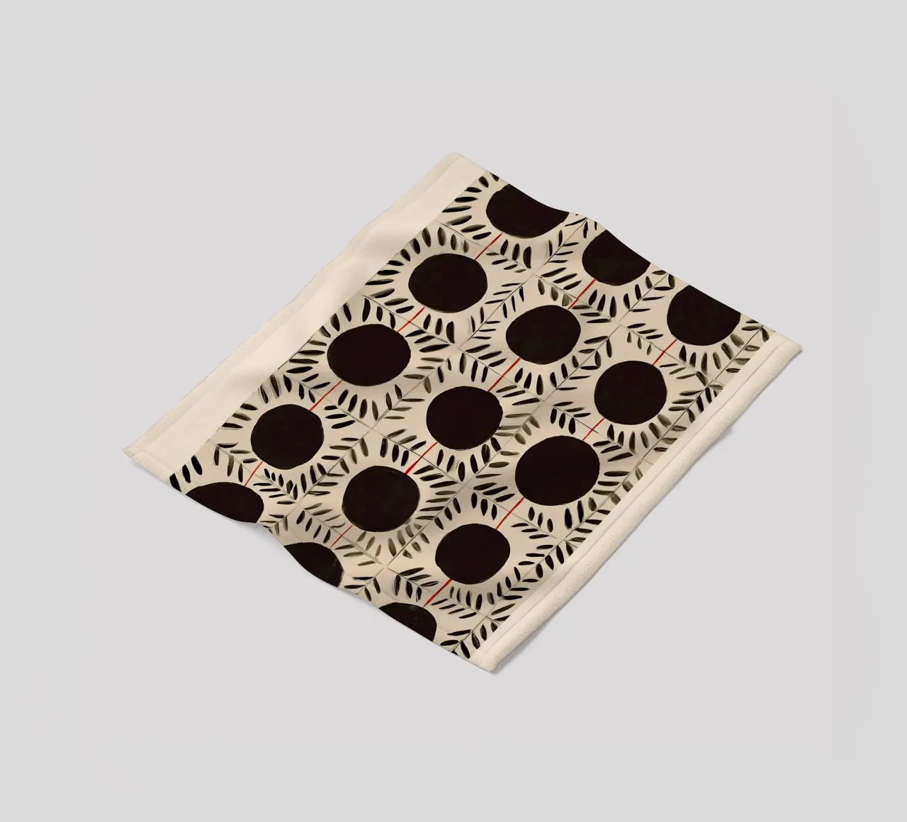 Circle & Leaf Pattern Fleecedecke von Sienna Atelier