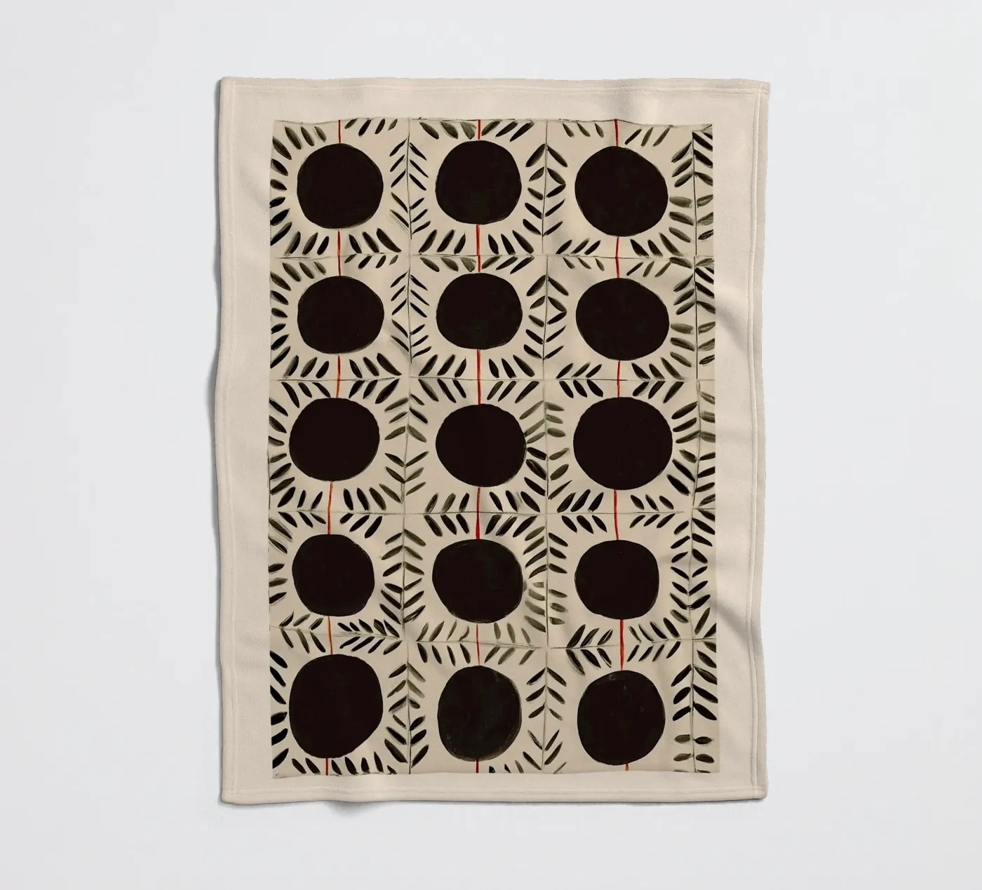 Circle & Leaf Pattern coperta in pile da Sienna Atelier