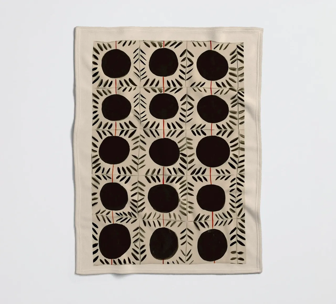 Circle & Leaf Pattern Fleecedecke von Sienna Atelier