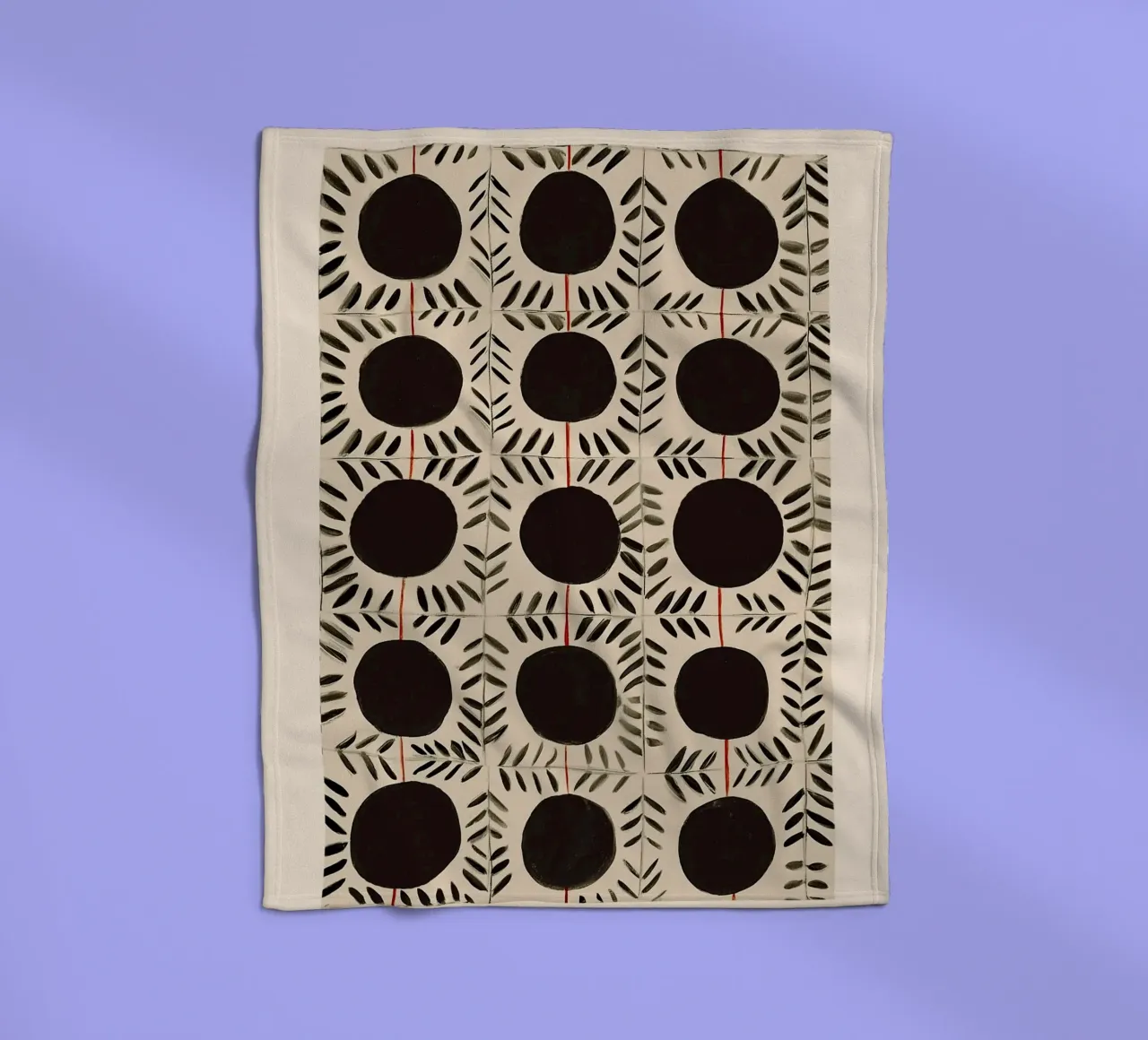 Circle & Leaf Pattern Fleecedecke von Sienna Atelier