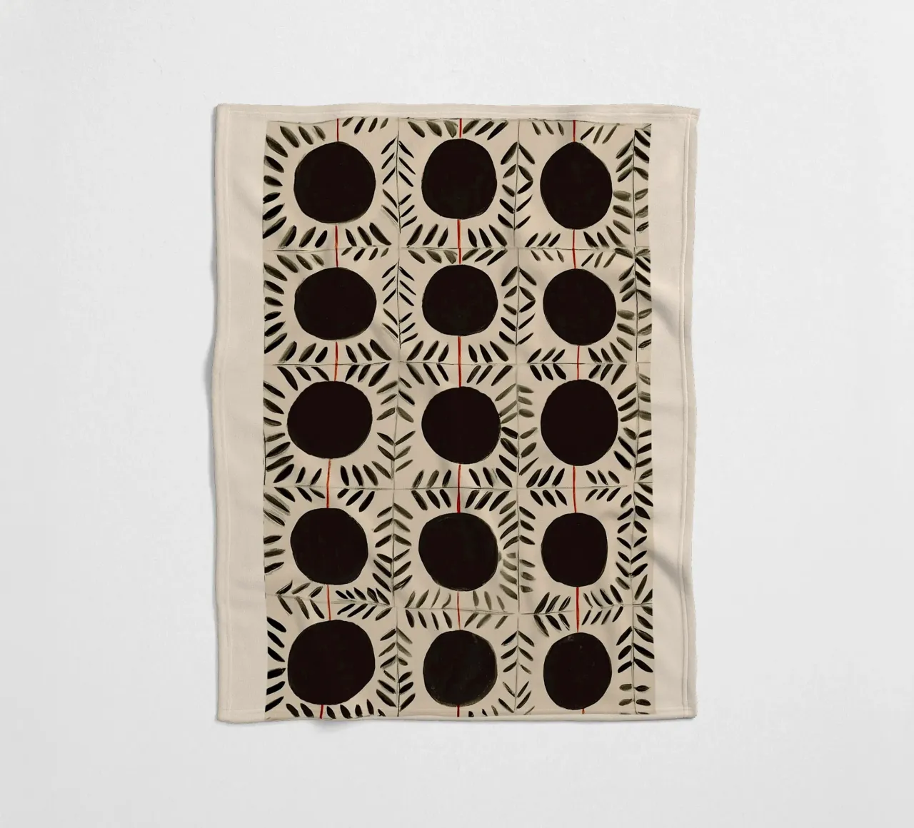 Circle & Leaf Pattern Fleecedecke von Sienna Atelier