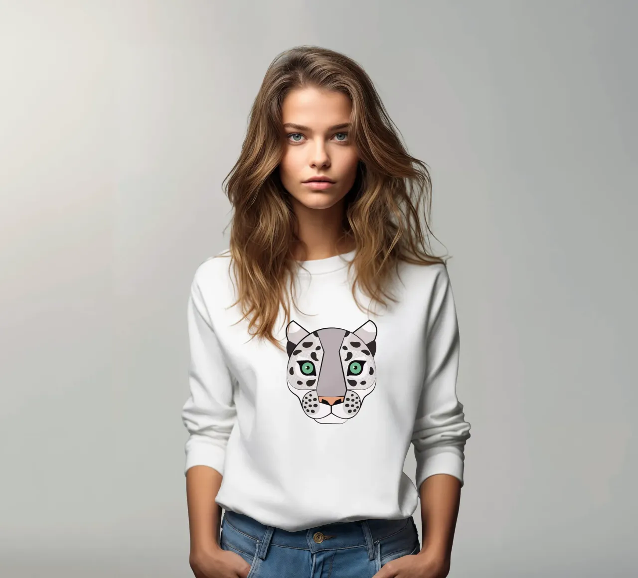 Snow Leopard sweatshirt by Lidia Blomgren
