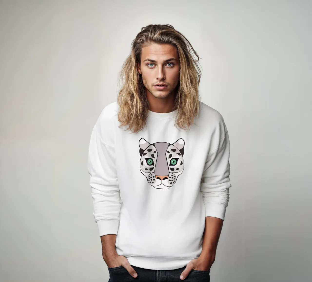 Snow Leopard sweatshirt by Lidia Blomgren