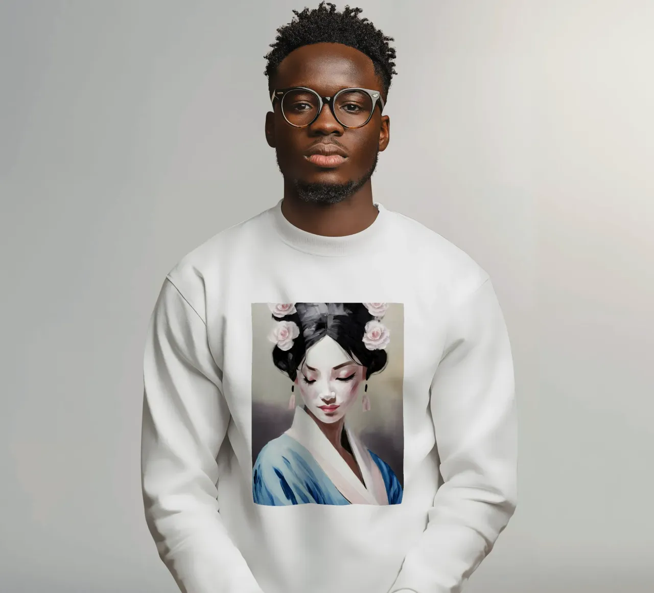 Ritratto di geisha in colori tenui felpa da Take Your Art BV