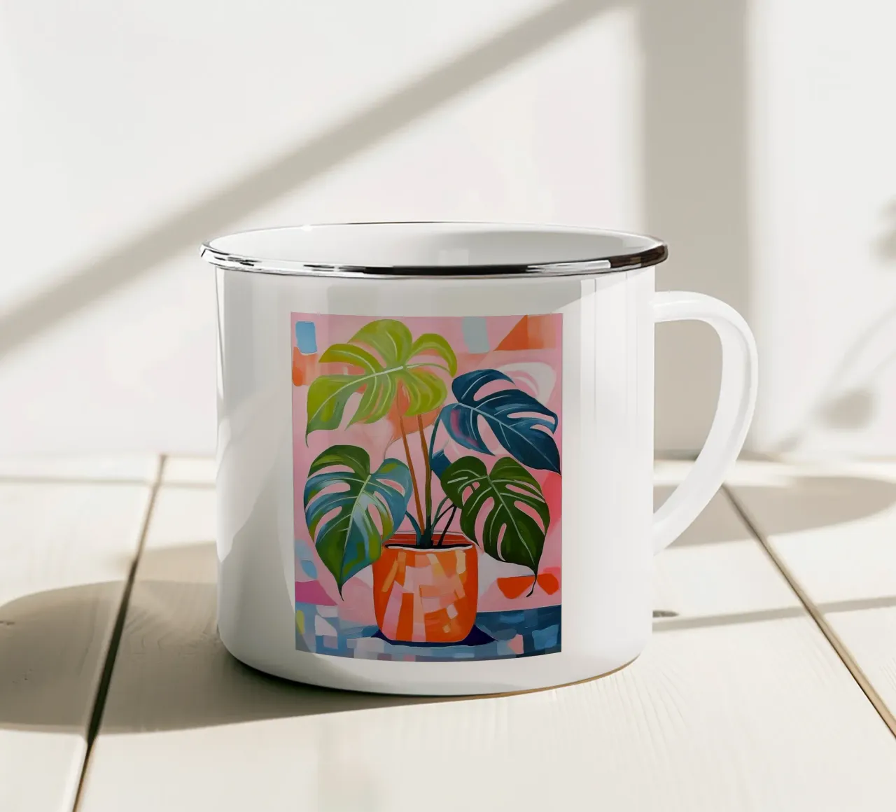 Dipingere con una pianta colorata in vaso tazza in smalto da Take Your Art BV