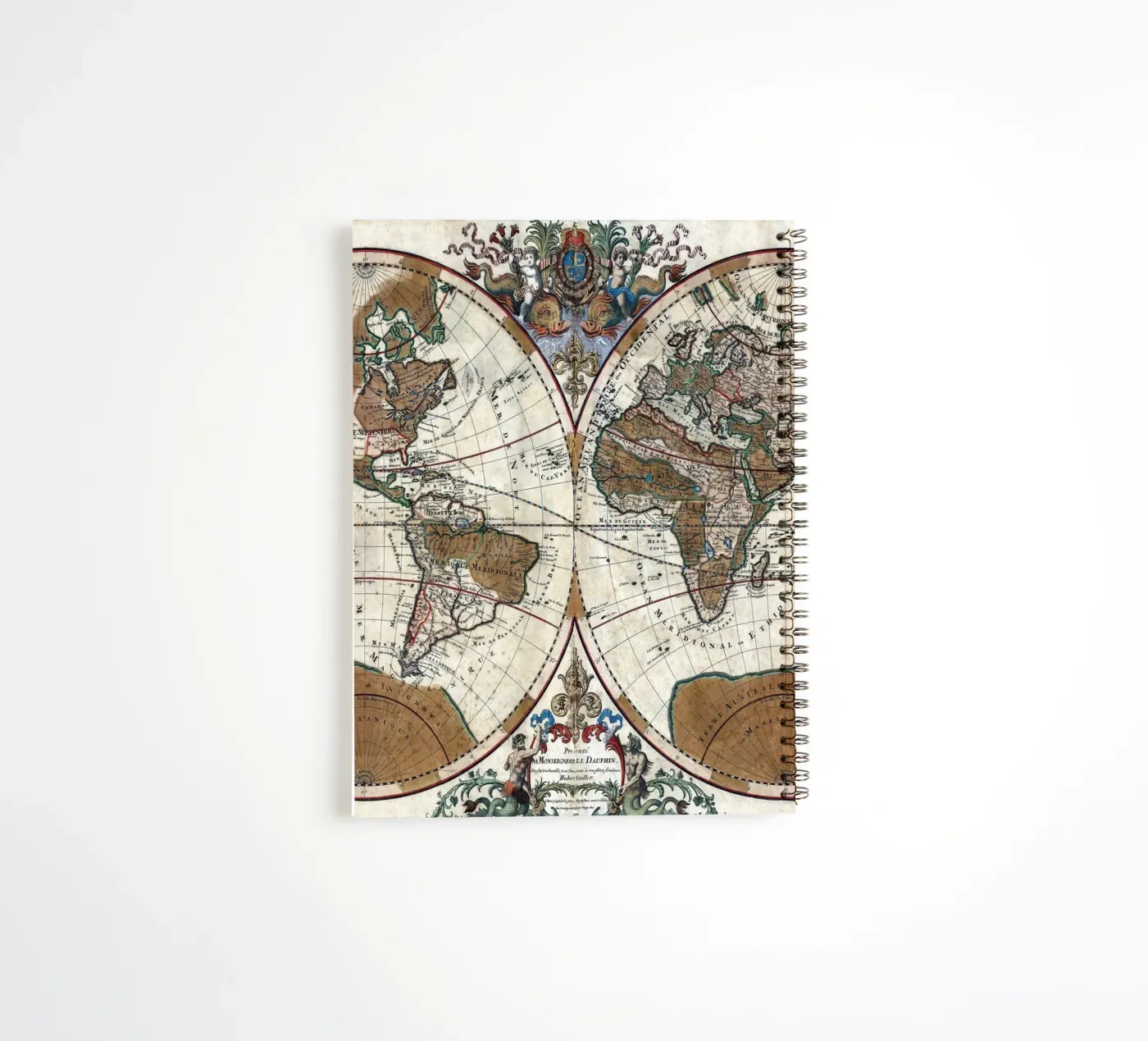 old world map notitieboek met spiraal van 100 Historical Maps