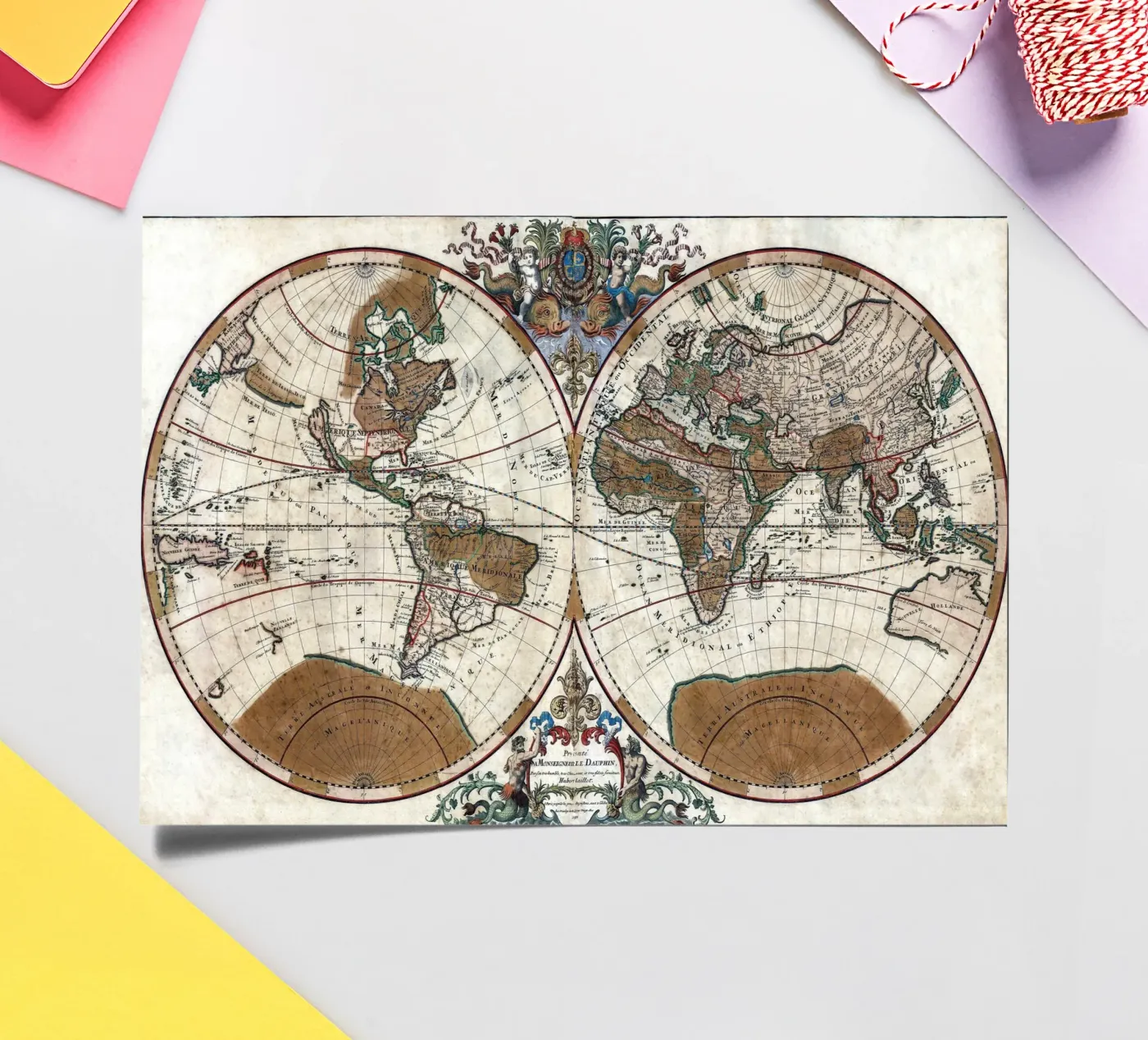 ancienne carte du monde planche autocollant de 100 Historical Maps