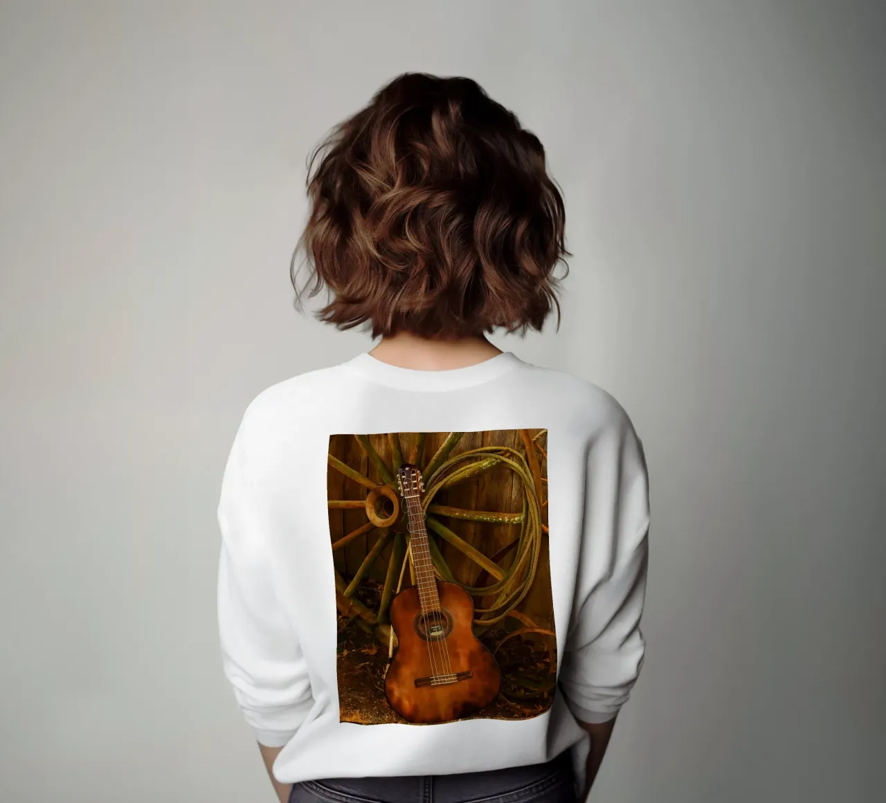 old guitar with broken strings sweatshirt by Deemoll
