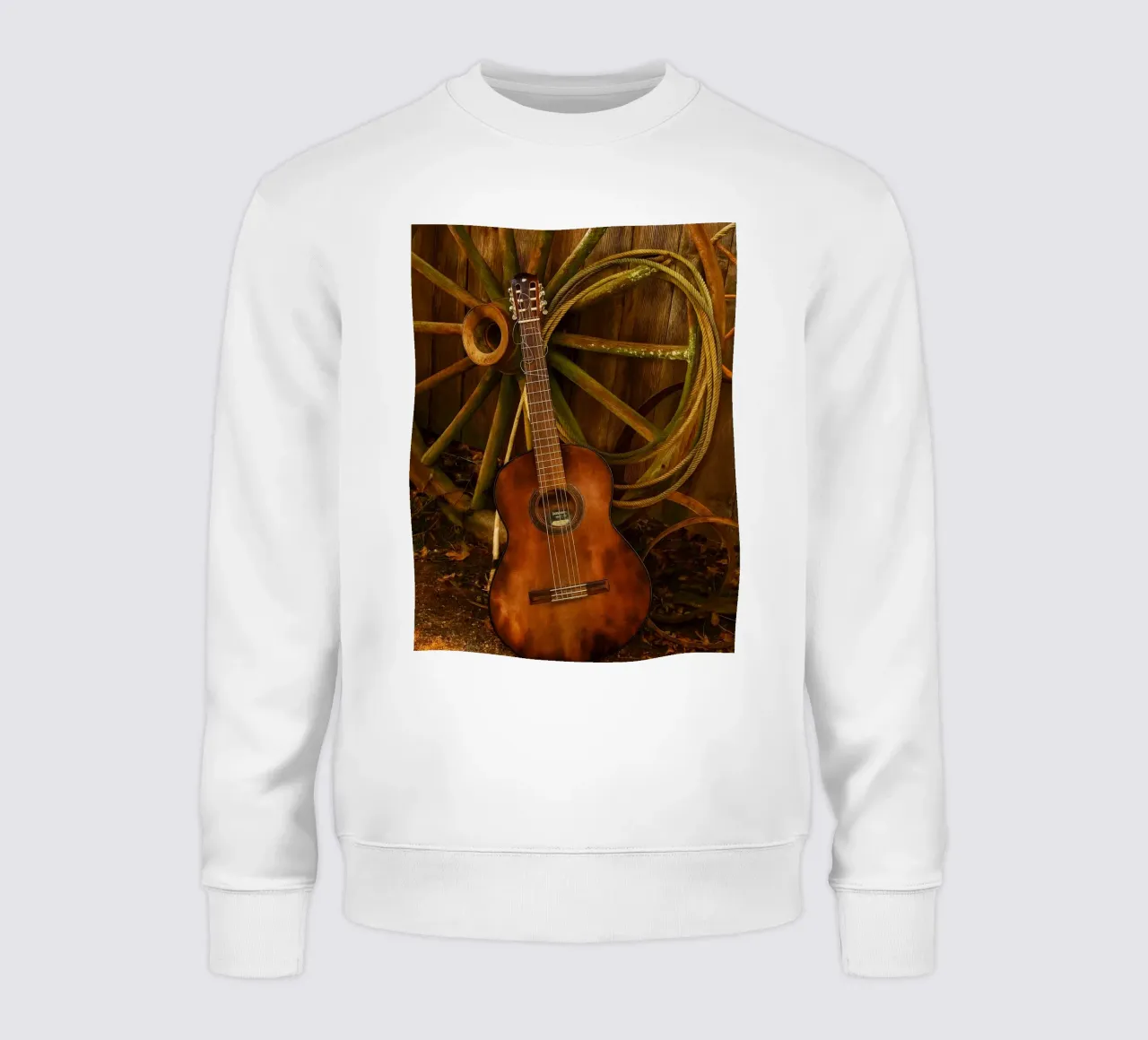 old guitar with broken strings sweatshirt by Deemoll