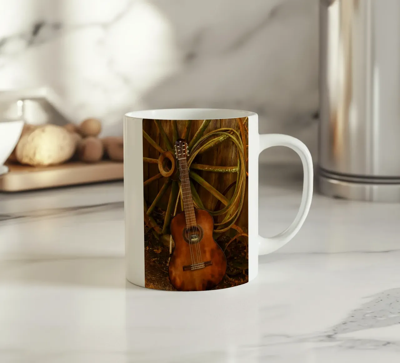 vecchia chitarra con corde rotte tazza in ceramica da Deemoll