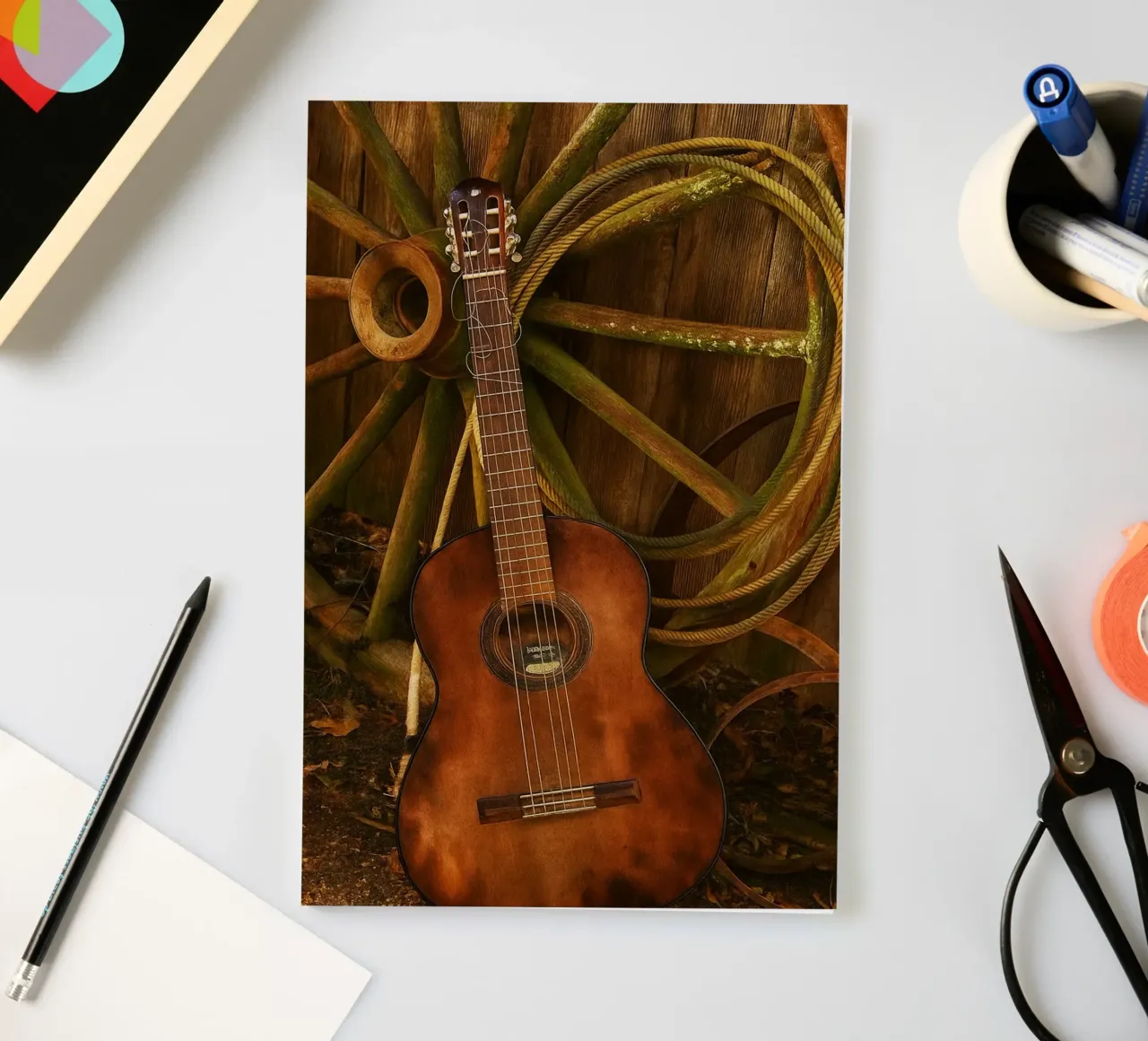 old guitar with broken strings notebook by Deemoll