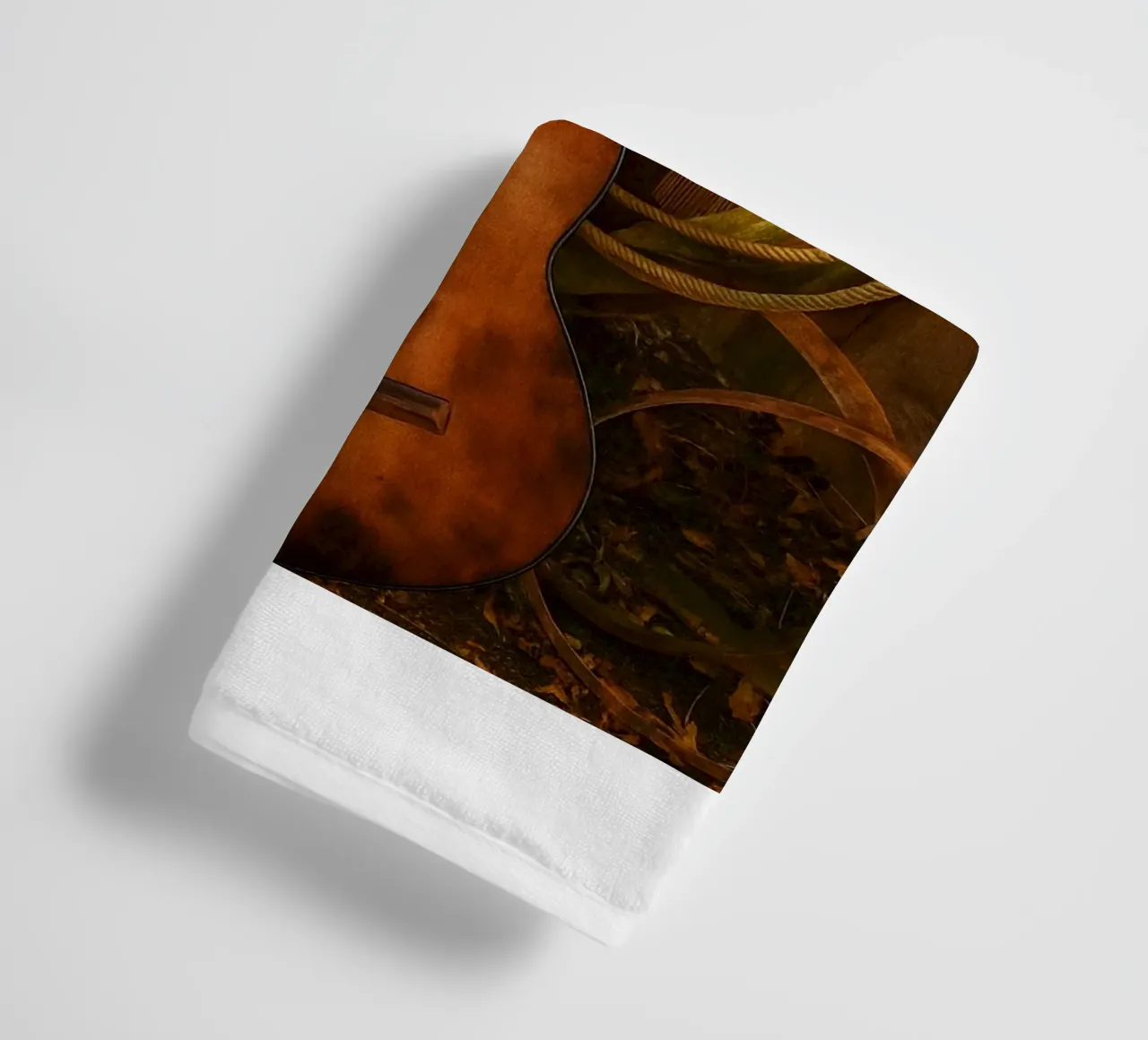 old guitar with broken strings towel by Deemoll