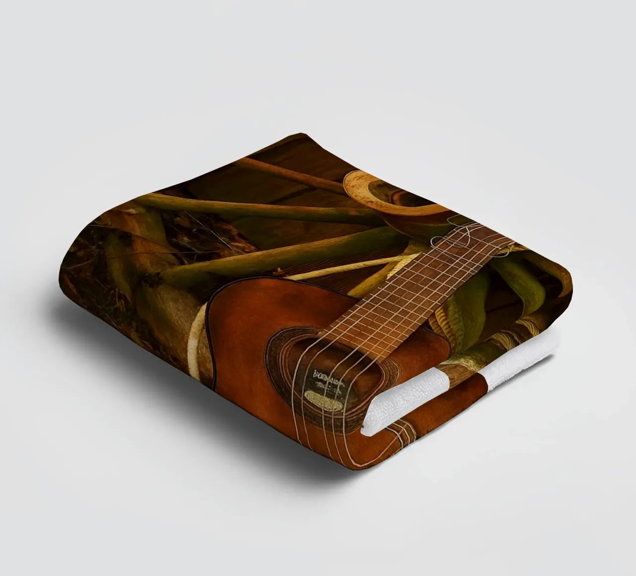 old guitar with broken strings towel by Deemoll