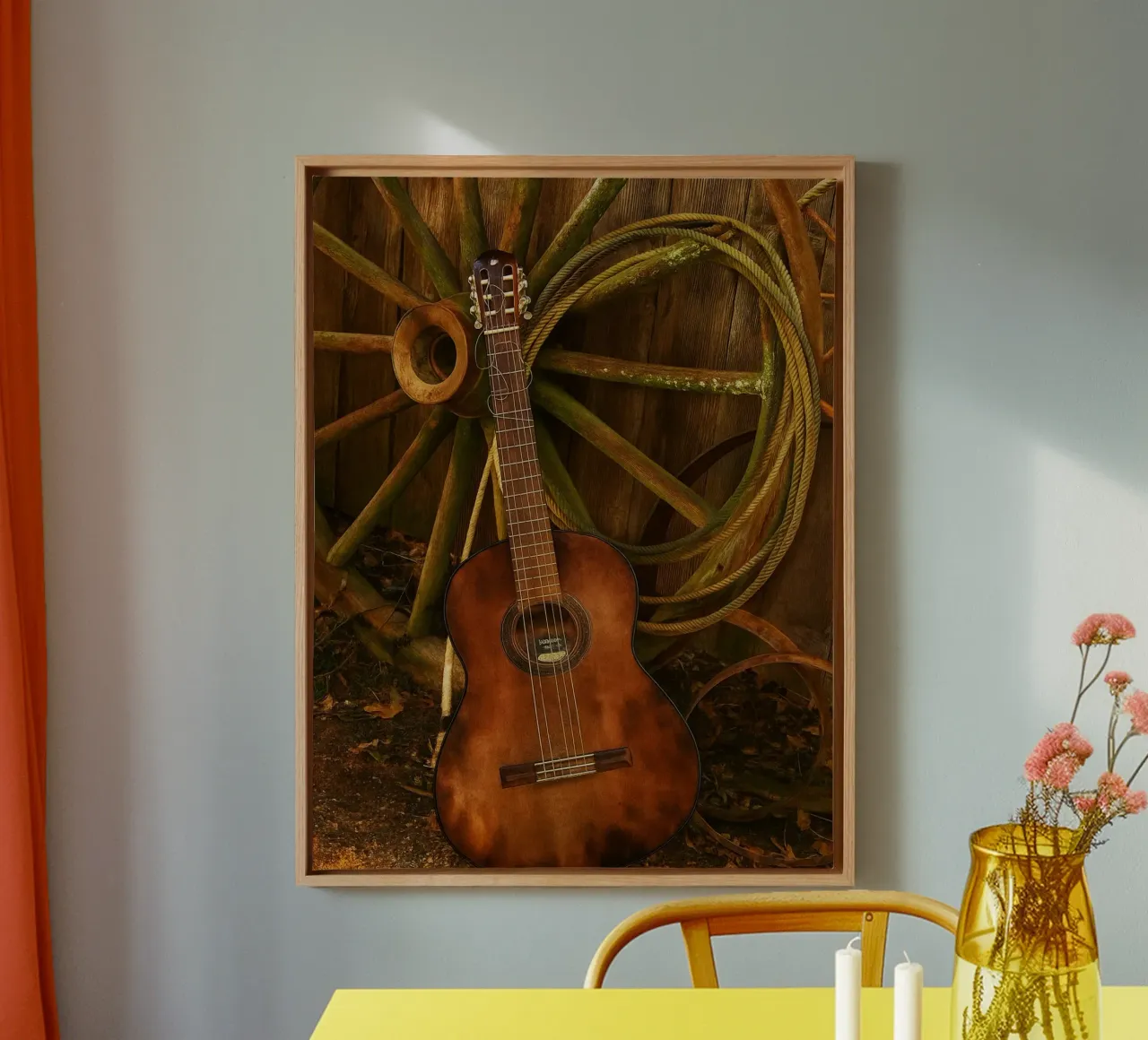 old guitar with broken strings canvas by Deemoll
