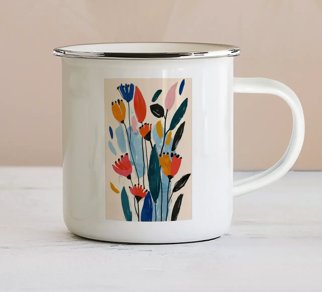 Fiori astratti colorati II tazza in smalto da Sienna Atelier