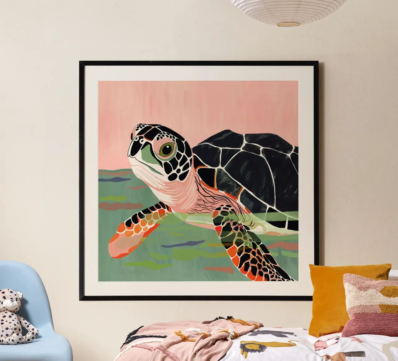 Tartaruga carina poster con telaio in plastica da ArtsySesta