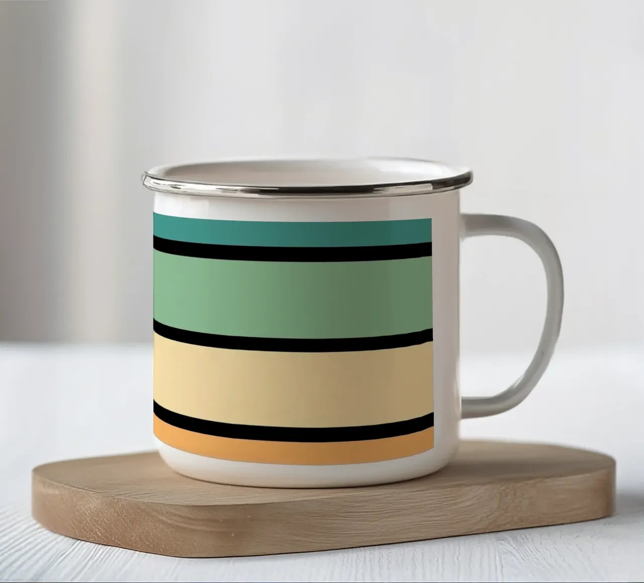 Arcobaleno a strisce morbide e retrò tazza in smalto da Timeless moderna