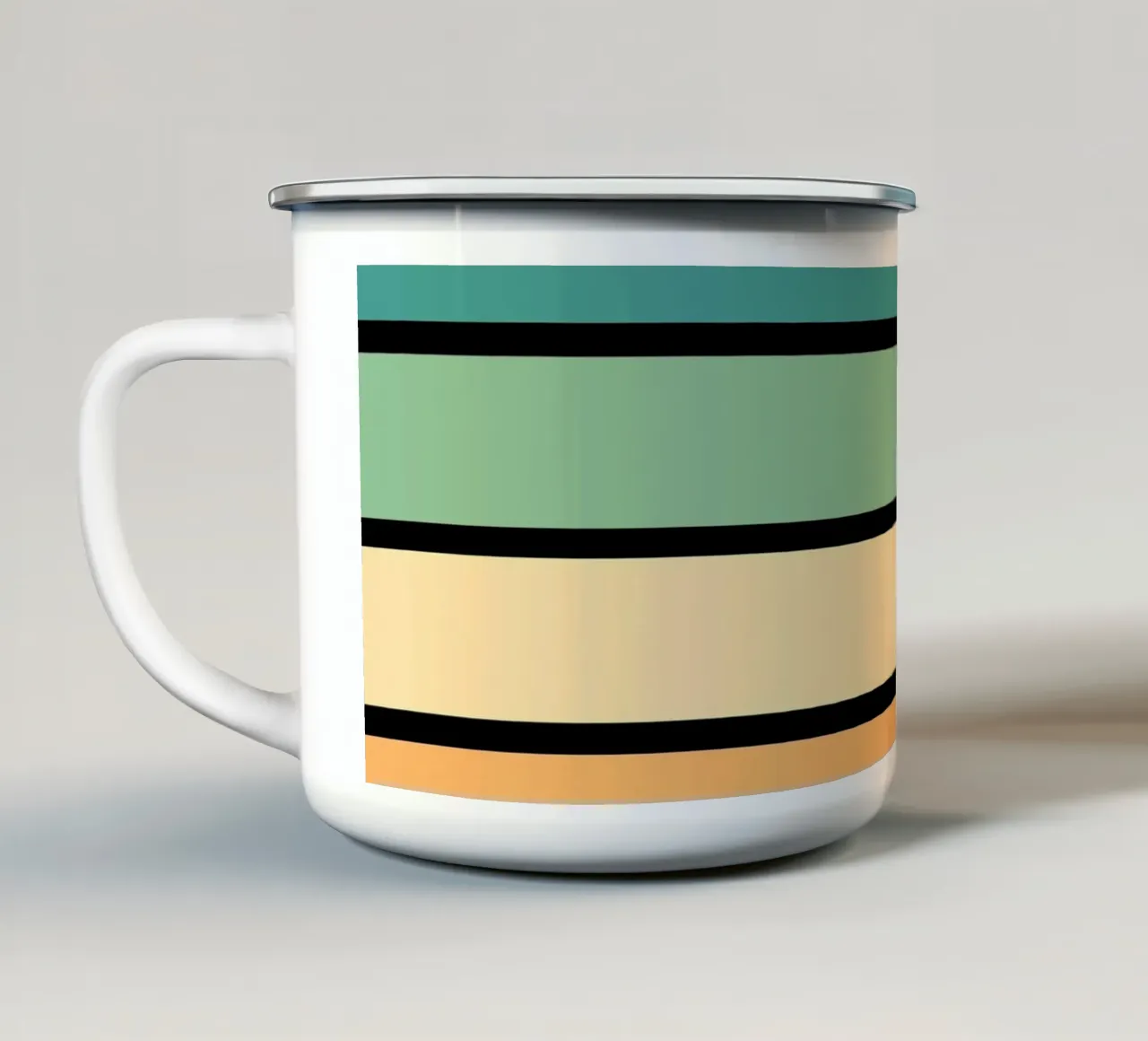 Arcobaleno a strisce morbide e retrò tazza in smalto da Timeless moderna