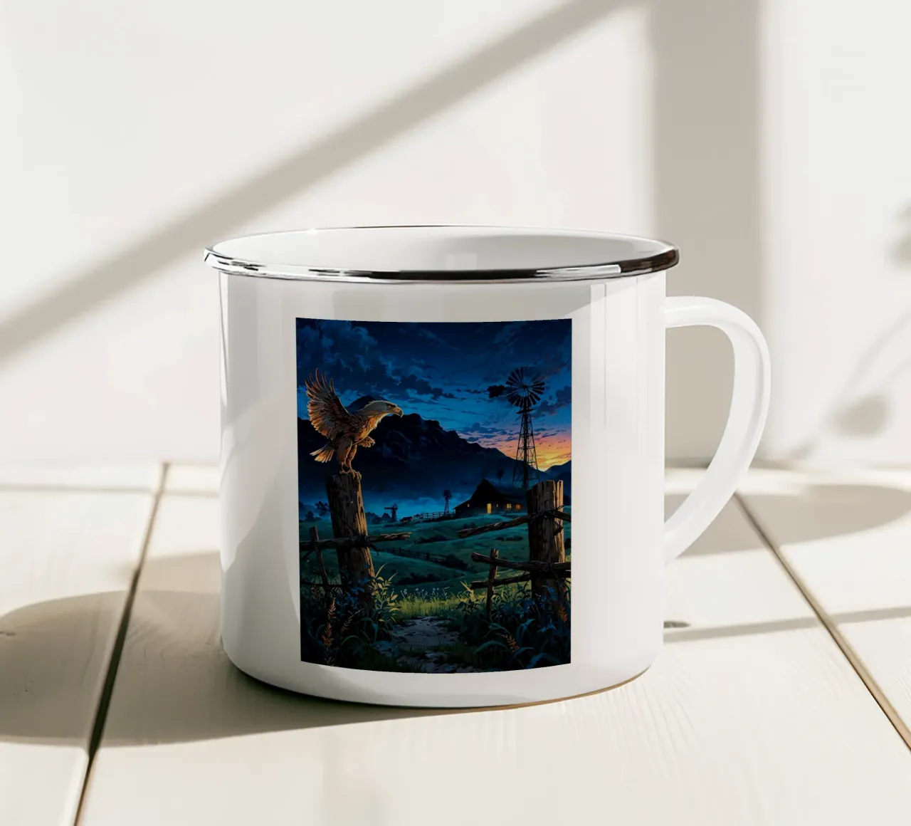 Crepuscolo occidentale tazza in smalto da uniqe world