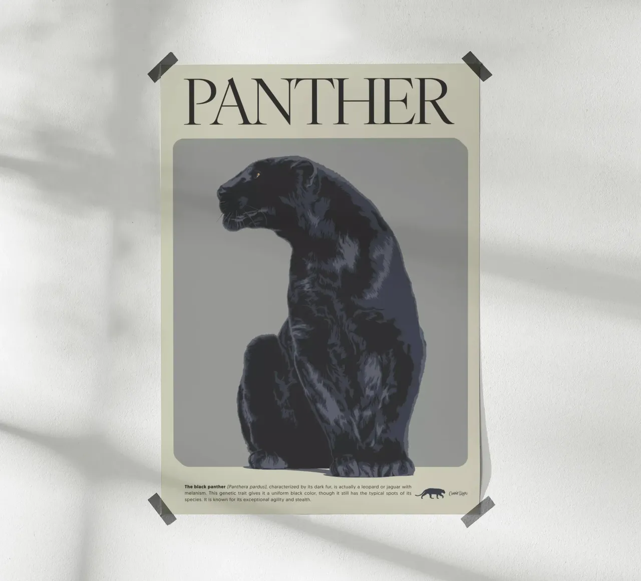 PANTHER poster con telaio in legno da Cranio Dsgn