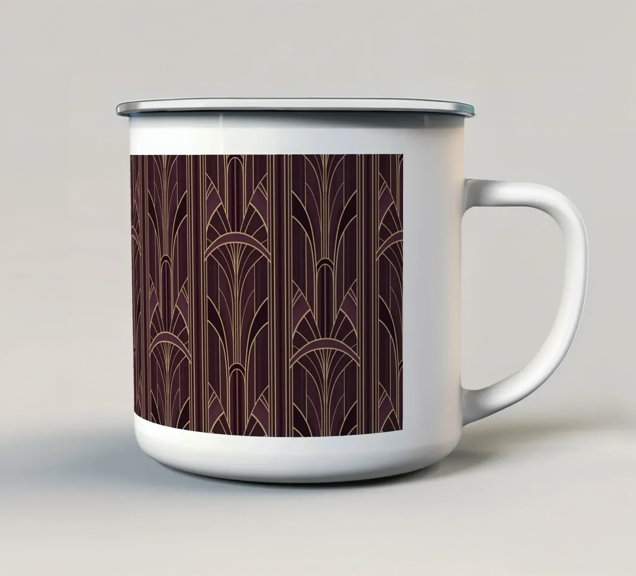 Art Deco Intertwined Architectural Arcs - Berry tazza in smalto da Art Deco Symposium