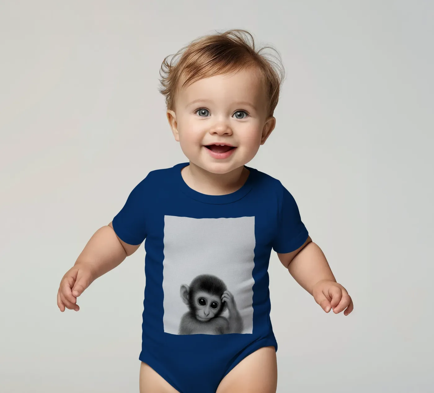 Monkey Kurzarm Babybody von Ella Barga