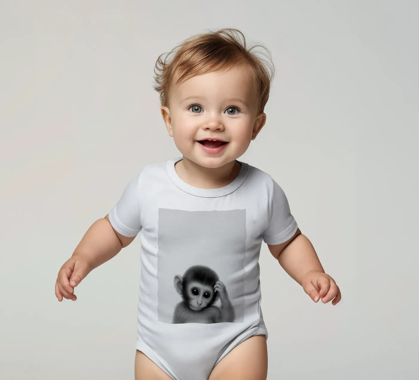 Monkey Kurzarm Babybody von Ella Barga